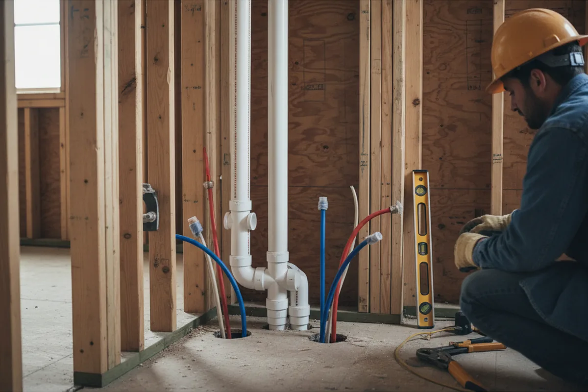 Drain and supply rough-in during Leak Detection in Halstead