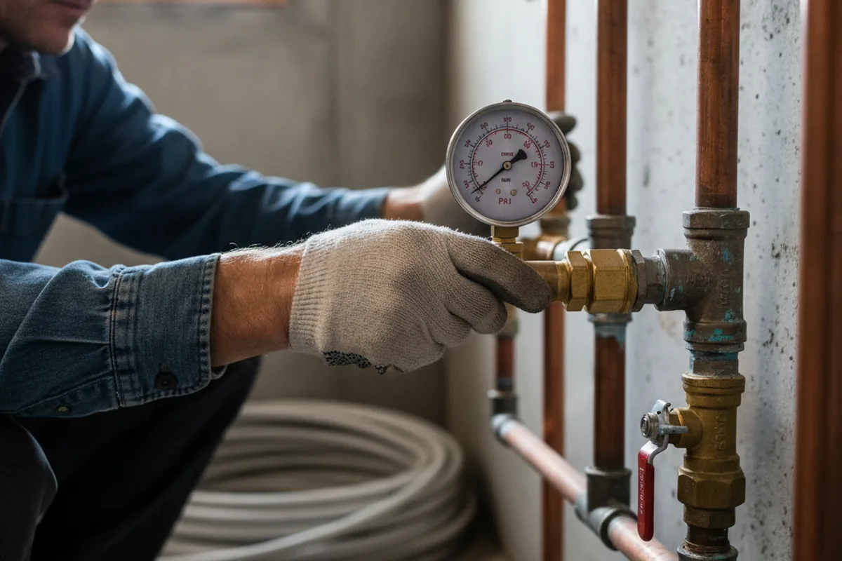 Pressure testing a repaired line during Water Line Repair in Halstead